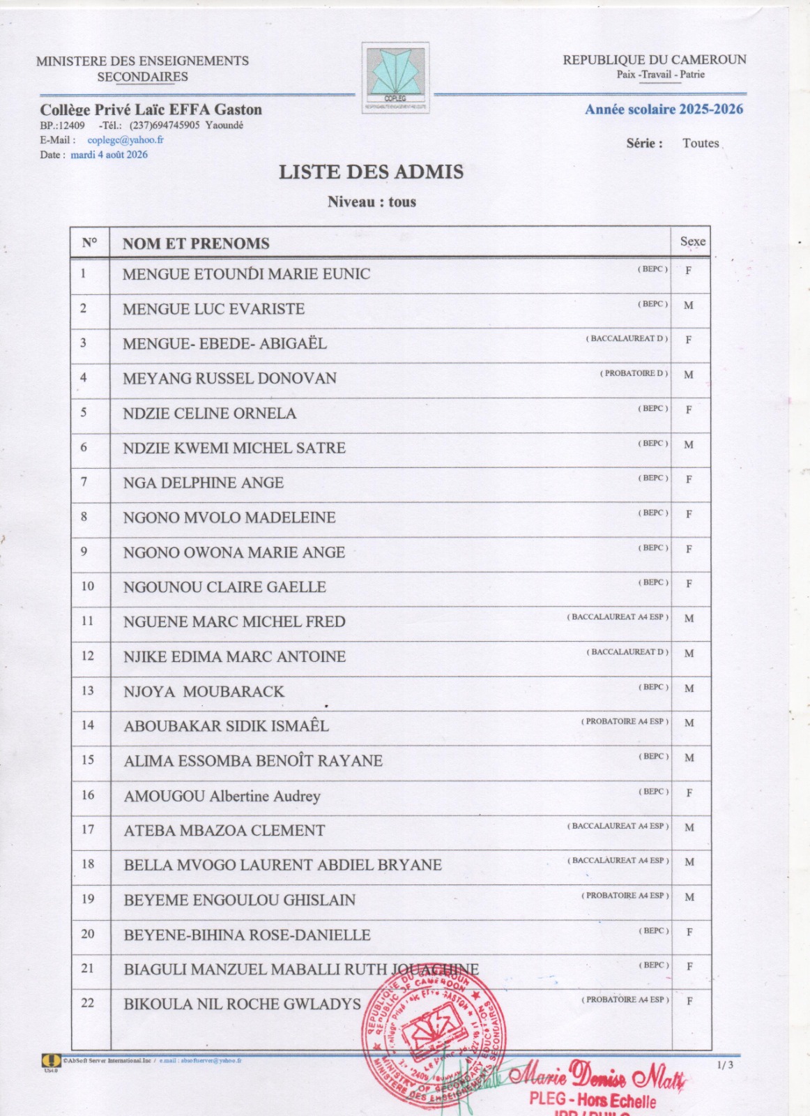 Liste des admis — page 1/3