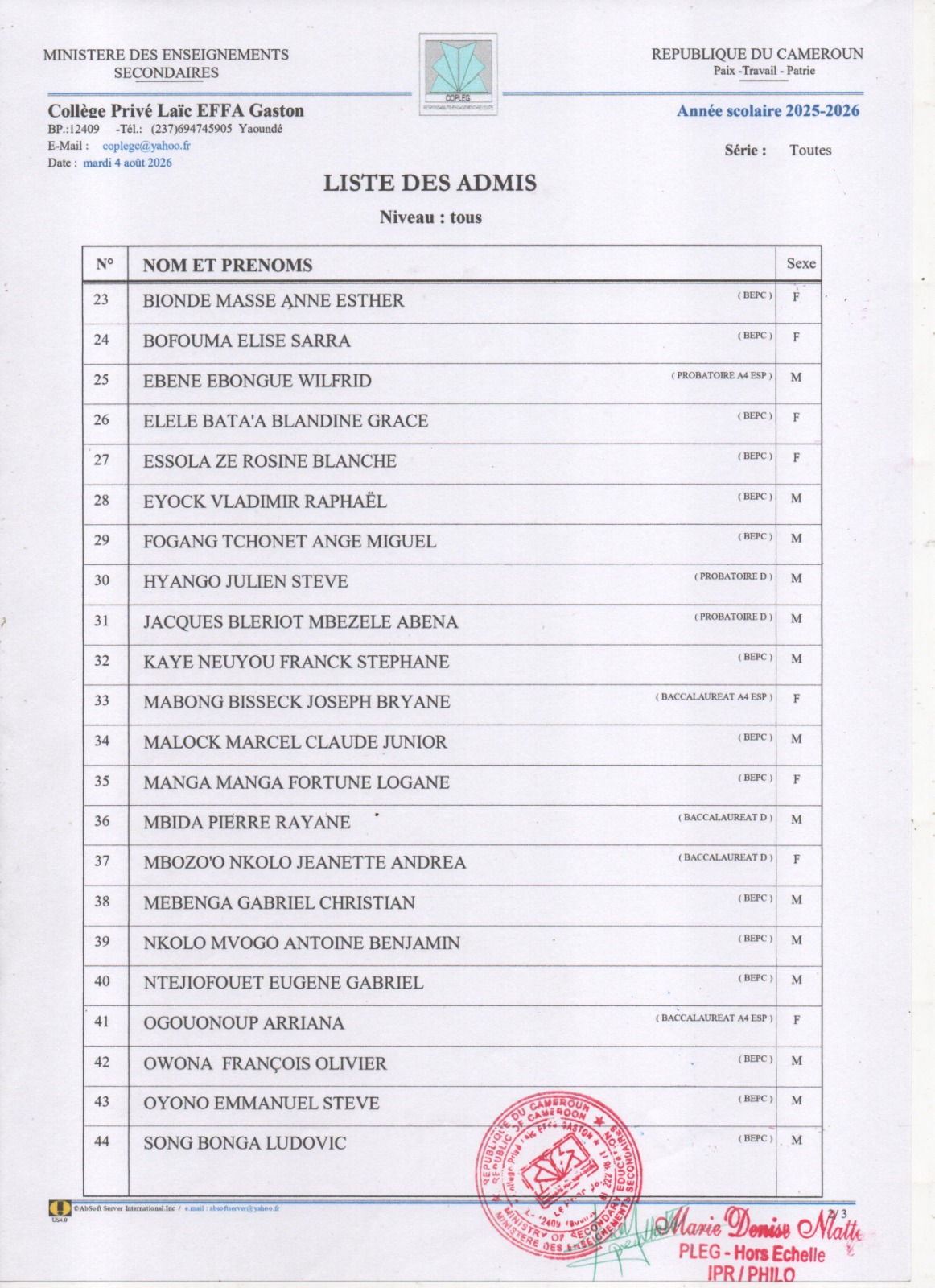 Liste des admis — page 2/3