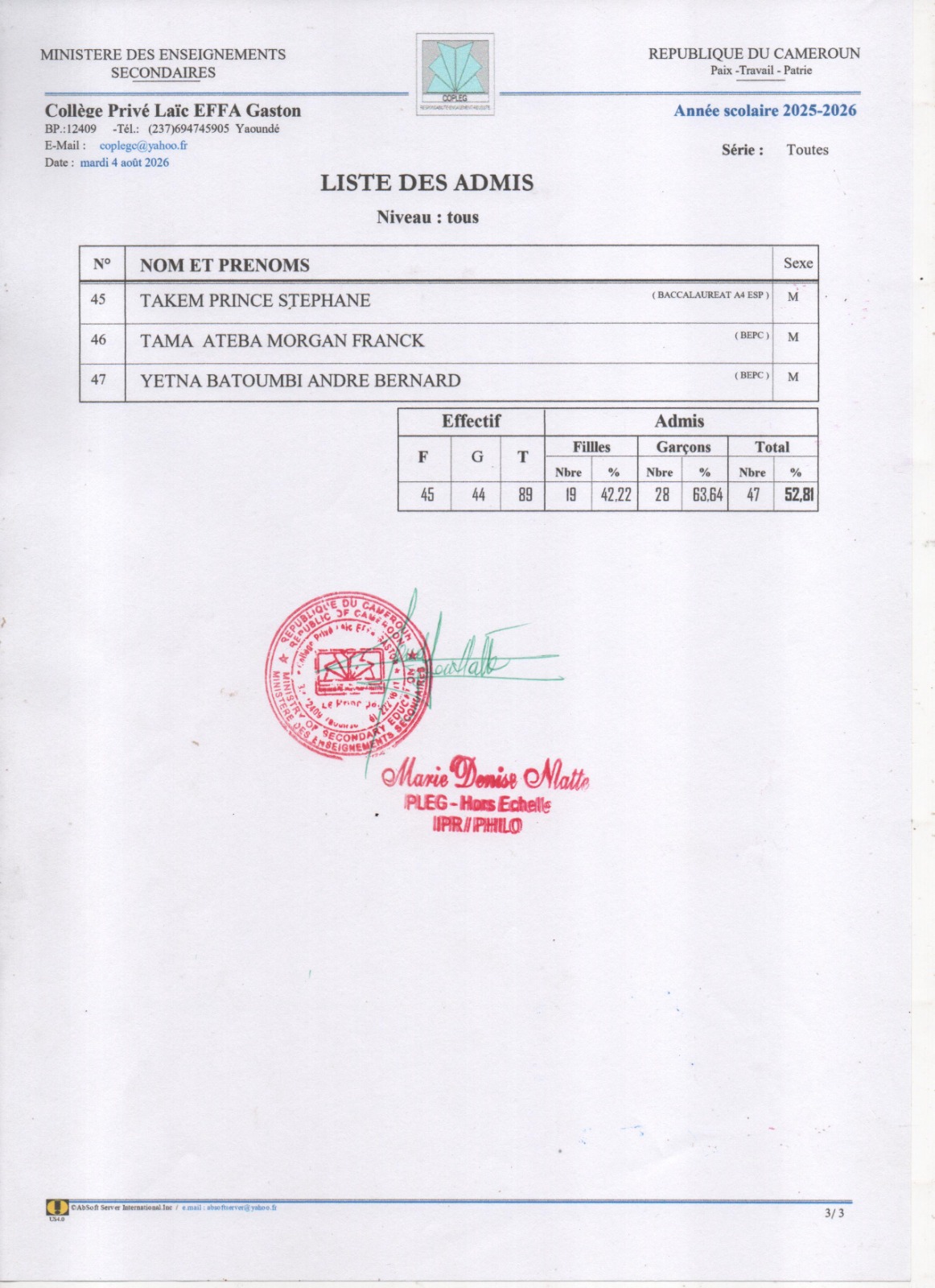 Liste des admis — page 3/3